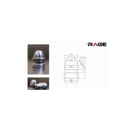 OJIVA PARA RIFLE DE AIRE CALIBRE .25 DE 38 GRAINS  MARCA RAGE