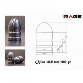 OJIVA PARA RIFLE DE AIRE CALIBRE .308  DE 100 GRAINS MARCA RAGE